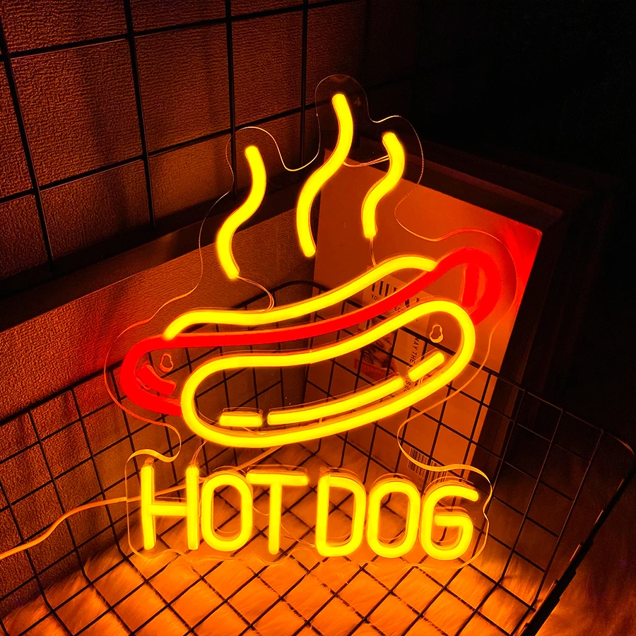 Hot Dog Neon Sign, Led Business Signboard, Usb Power Supply, Used For Wall Decor Of Fast Food Restaurants And Restaurants.