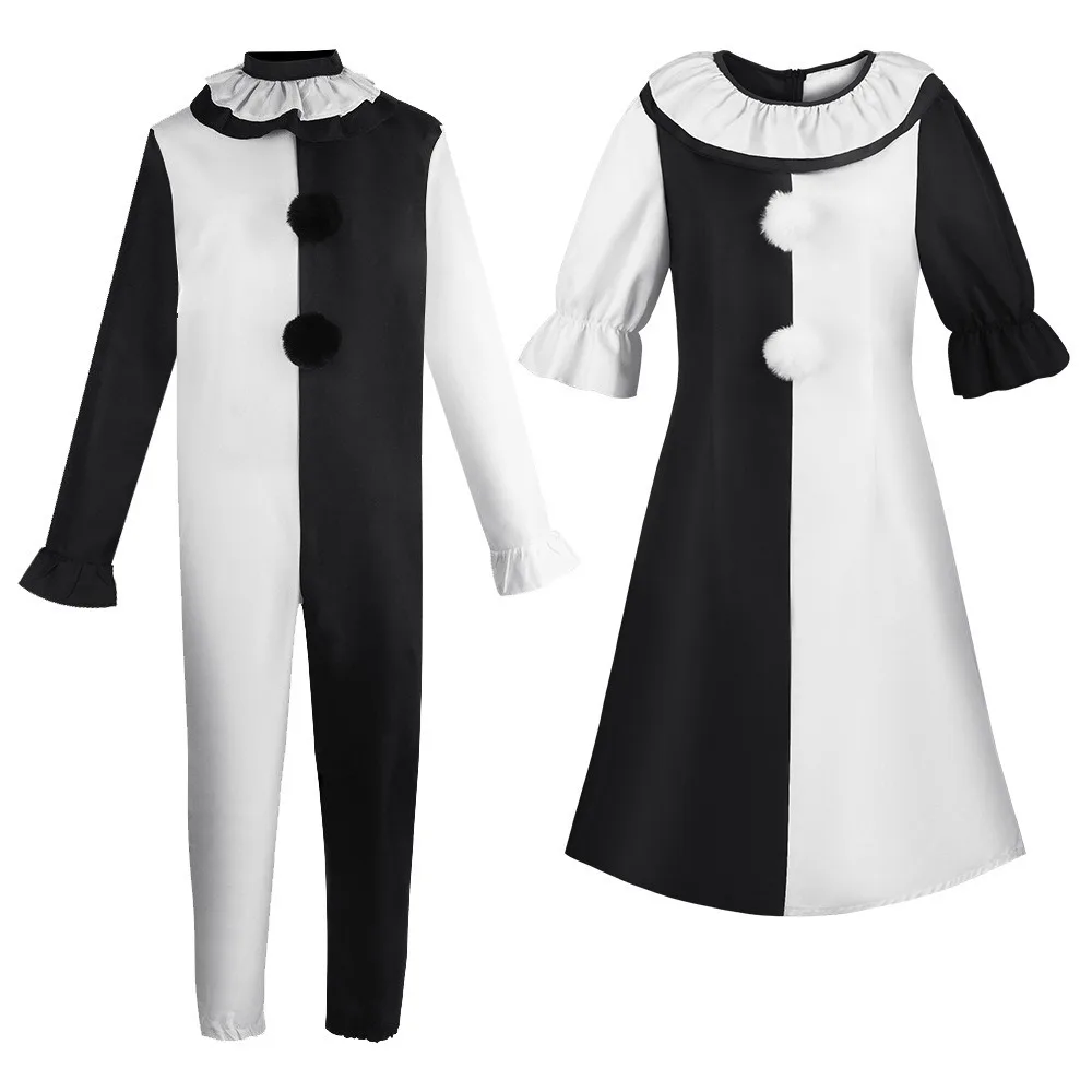 

Terrifier Art Clown Cosplay Costume for Girls Macaroni Disguise Halloween Party Horror Suit Children's Dress-Up Halloween