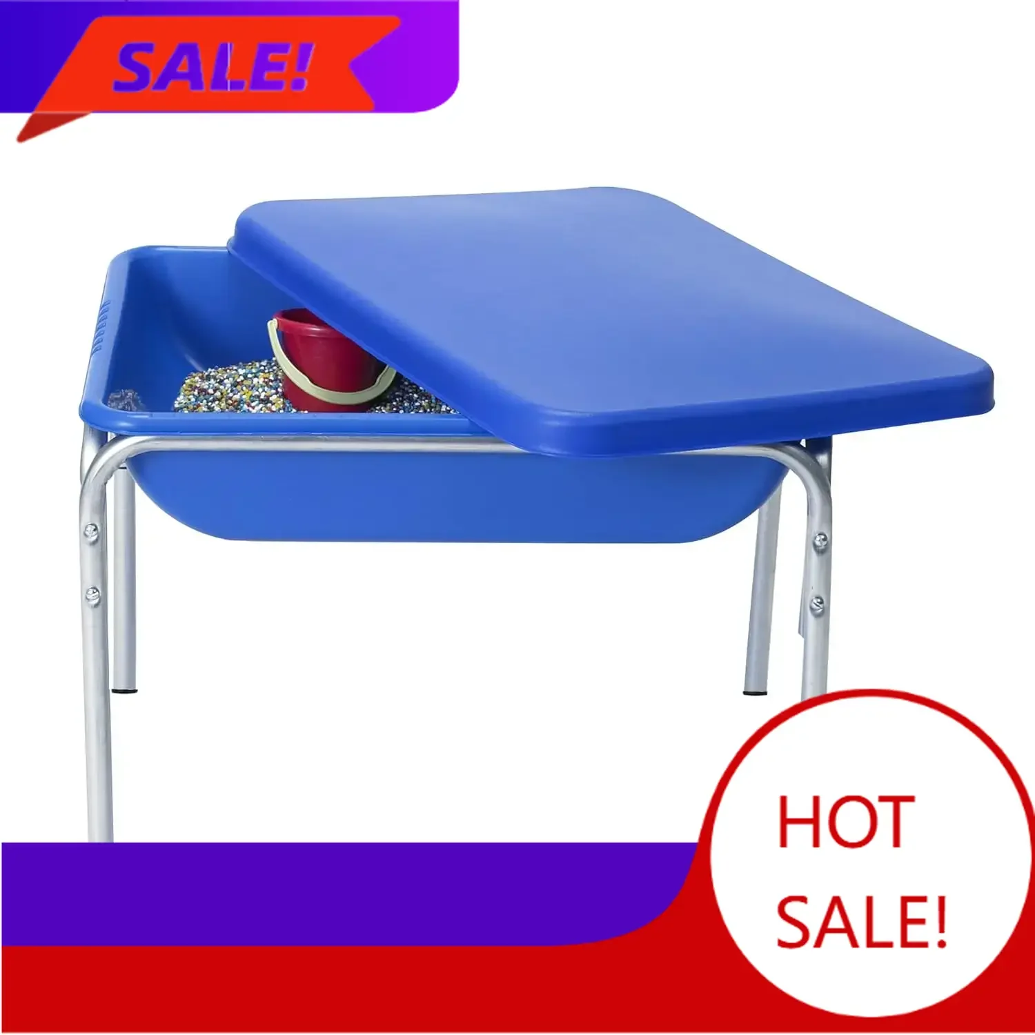 

18" Small Sensory Table, Sandbox with Lid, Water Table for Kids, Blue