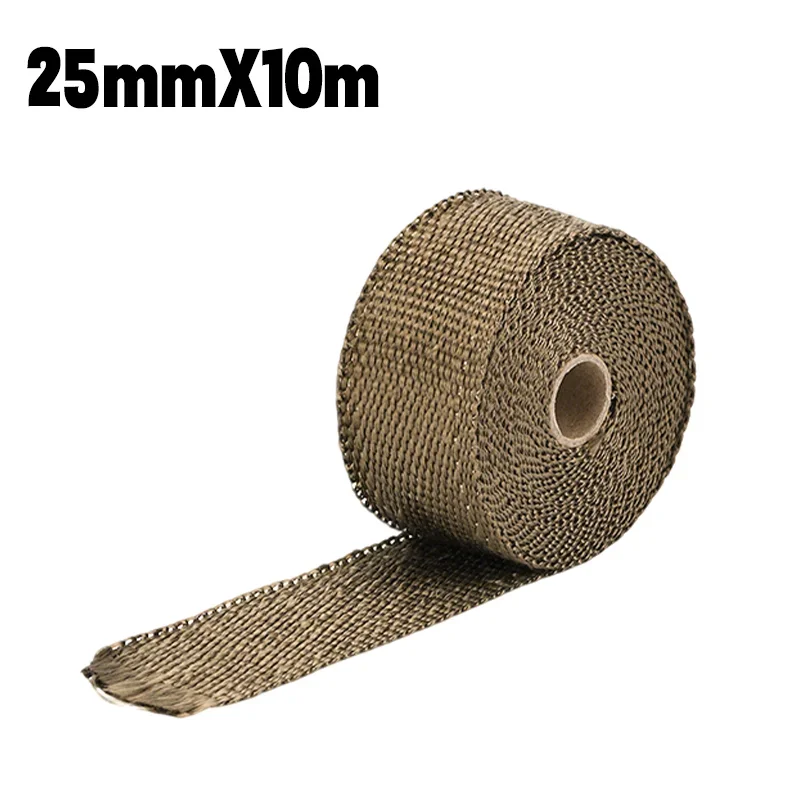 5m rol glasvezel hitteschild motorfiets glasvezel hitteschild tape uitlaat thermische tape hoge temperatuur met roestvrijstalen banden