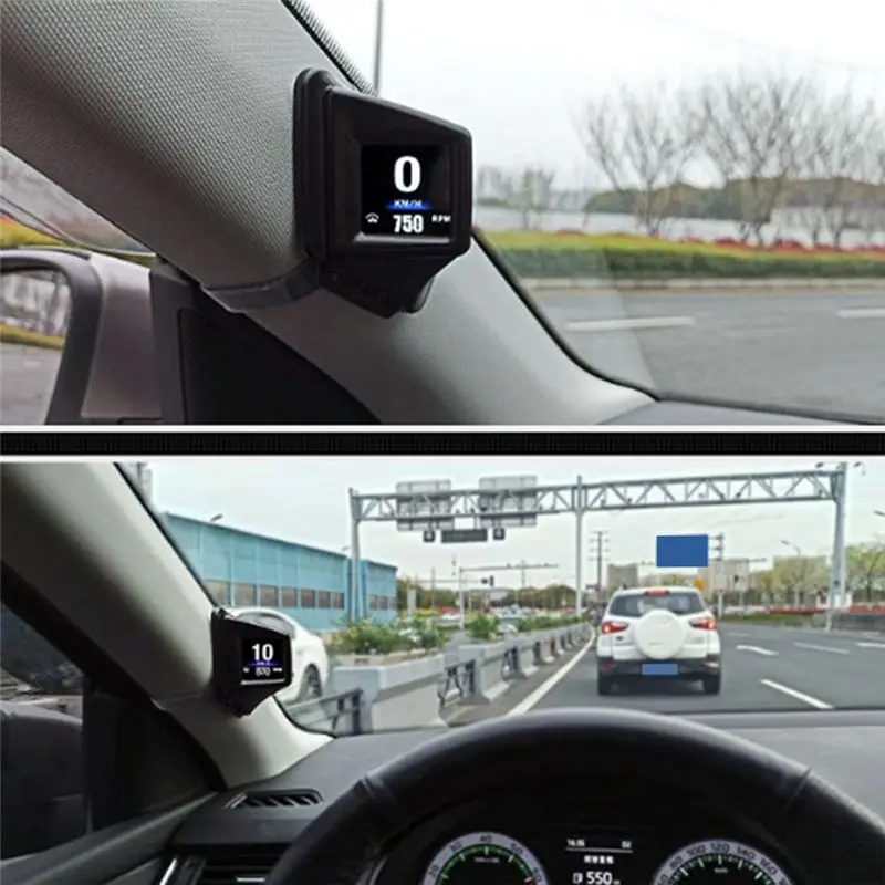 Car Head Up Display, A-Pillar HUD OBDII & GPS Dual System, Speed, RPM, Overspeed Warning, Multi-Function HUD Gadget Replacement-
