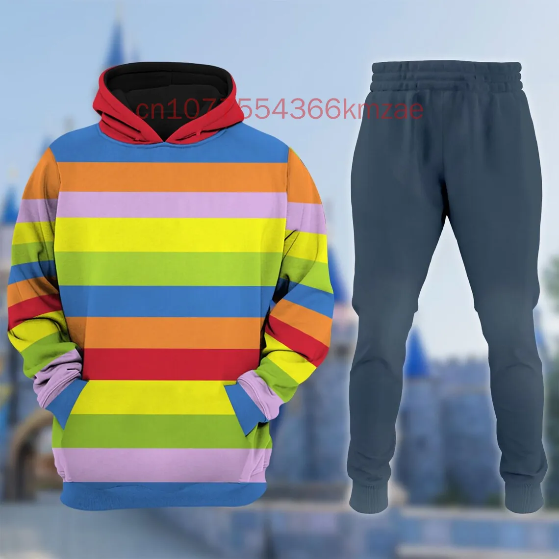 Disney Envy Inside Out Men's And Women's Hoodie Jogger Set Print Spring and summer Sport Fashion Street Sweatpants Sportswear