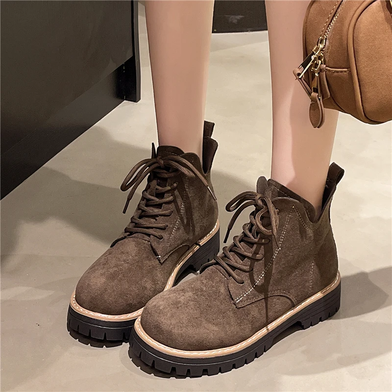 

Thick-soled riding boots for women new casual fashionable and versatile boots retro height-increasing work boots for women