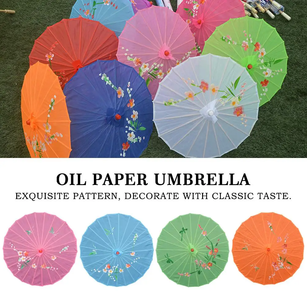 Vintage chinesischer Regenschirm aus geöltem Papier für Kostüme, Fotografie, Brautjungfern, Party, Landschaft, Tanz-Requisiten, Hochzeitsdekoration, Holzgriff