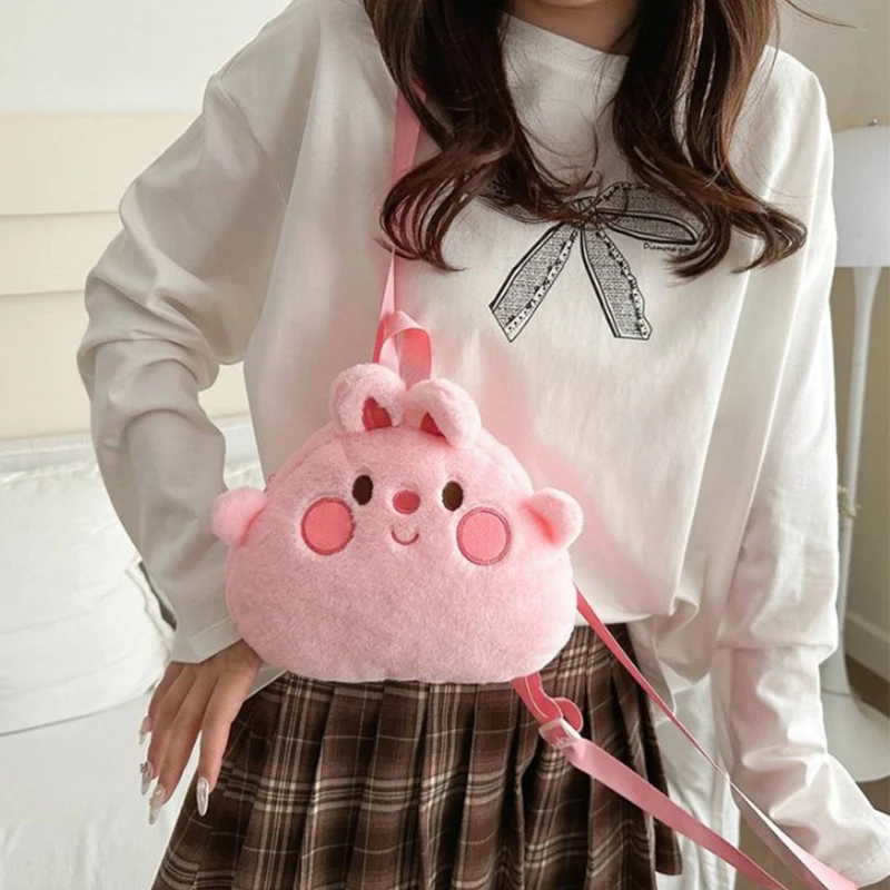 Cartoon New Bunny Dinosaur Penguin Cat Plush Girl Shoulder Bag 2024 Cute Animal Plush Doll Backpack Children Birthday Gifts