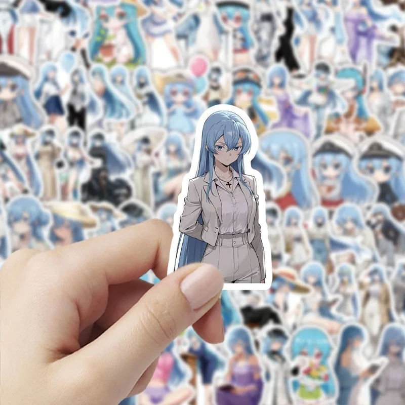 100 SZTUK Kreskówkowych Naklejek Dekoracyjnych z Postaciami z Anime Esdeath, Kreatywne Graffiti