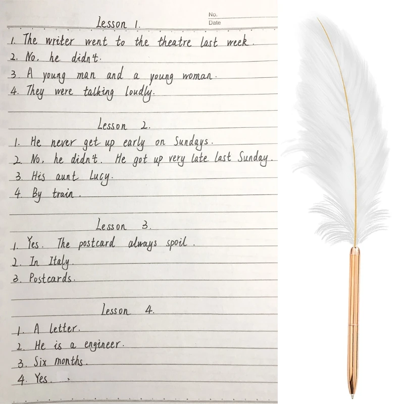 สไตล์ปากกาลูกลื่นขนนกสีขาวงานแต่งงานการเขียนปากกาปากกาลายเซ็นธุรกิจสำหรับเหมาะสำหรับครูผู้หญิงผู้ชาย School Of