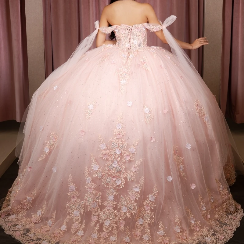 Розовые блестящие платья Quinceanera - Фотография_3