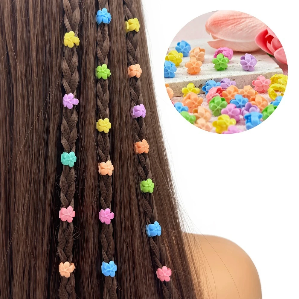 40Pcs Candy Color Hair Beads & Claw Clips, Cute Plastic Hair Jewelry, Stylish Accessories for Braids & Summer Hairstyle