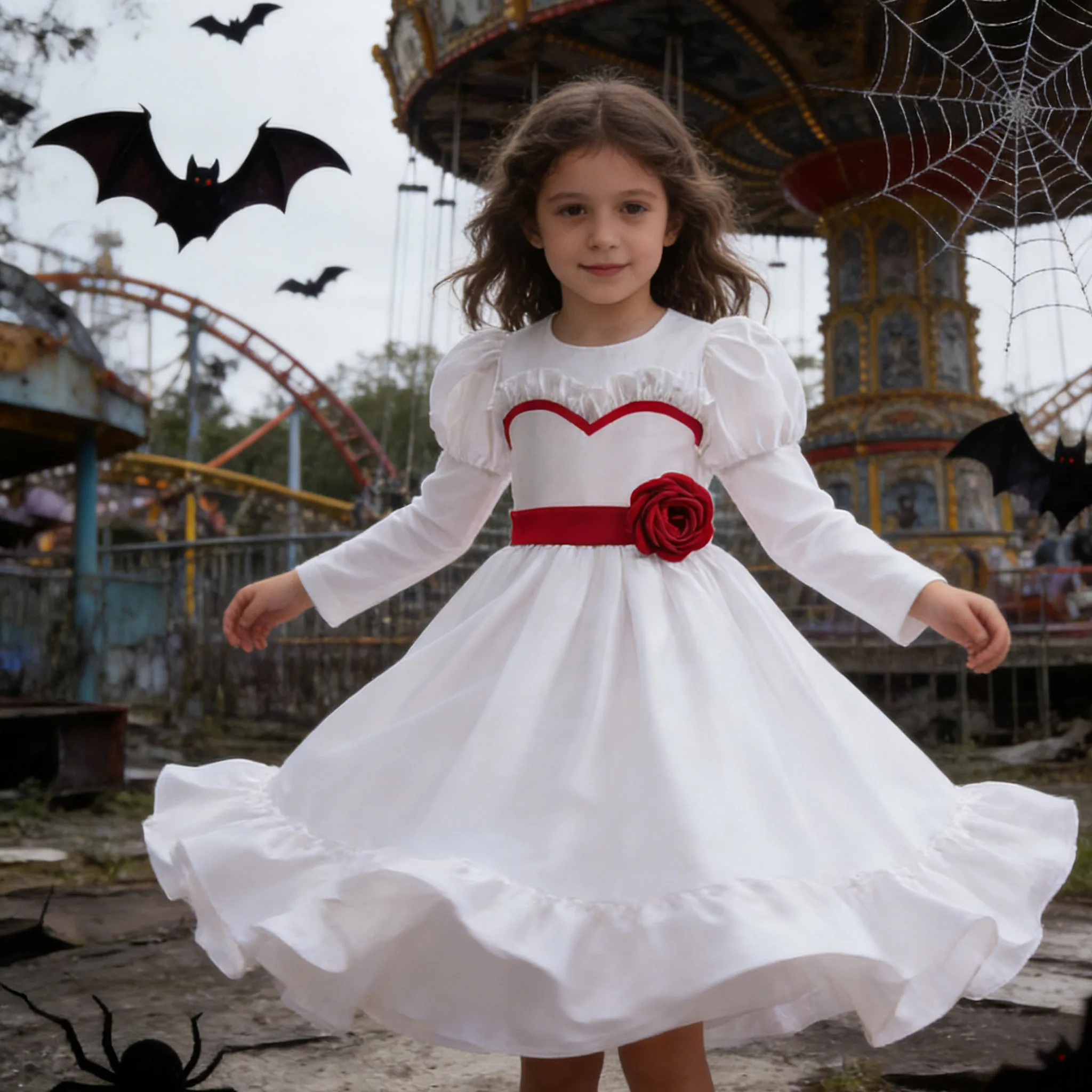Horror Bride Girls Annabelle Cosplay Costume Dress Conjuring Doll Kids Clothing White Dress Girls Evil Halloween Scary Outfits