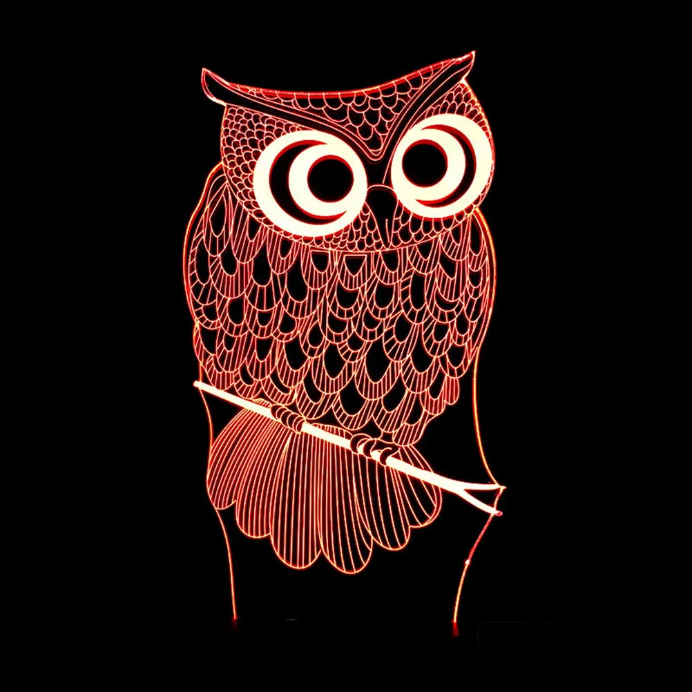 Owl LED 3D Illusion Lamp Night Light Touch Color Changing Decorative Lamp for Home Office Room Lounge