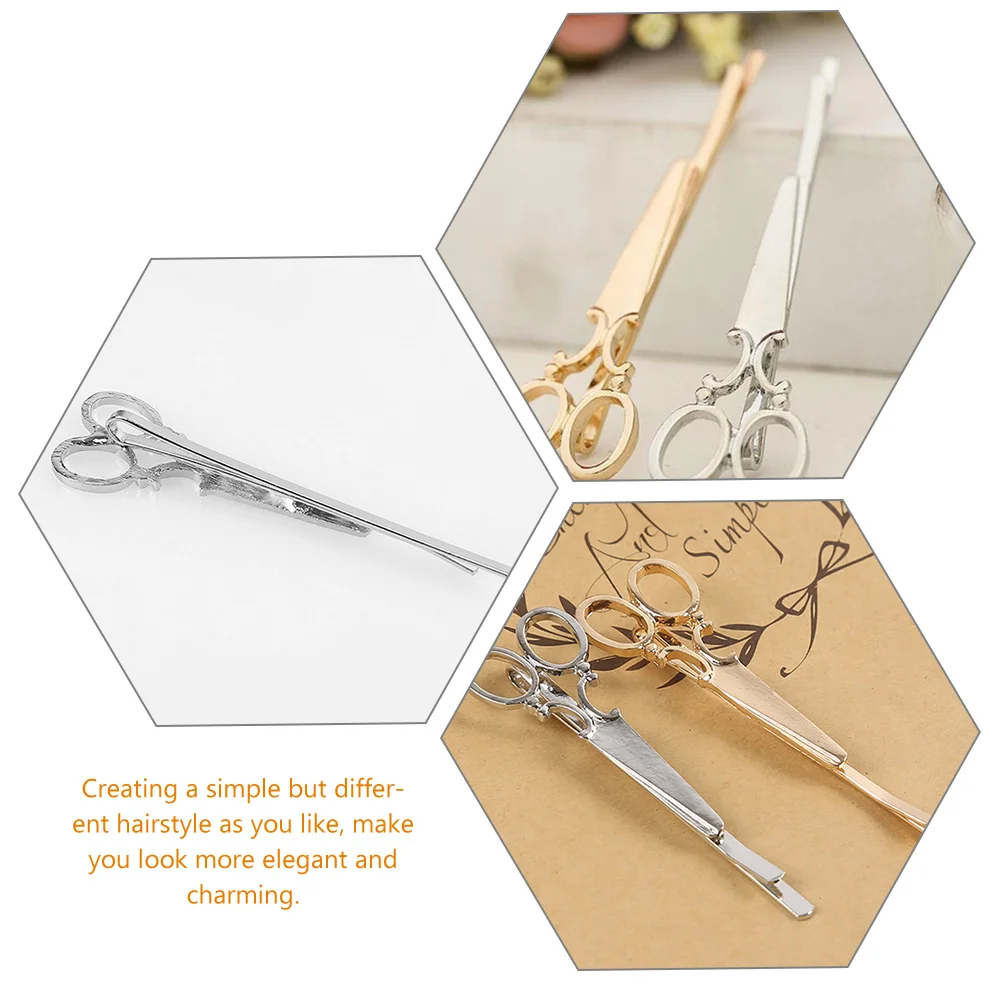 

7Pcs Scissors Hair Clip Accessories Silver Women Barrettes Stylist Clips Hairpin Jewelry For Occasions Wedding