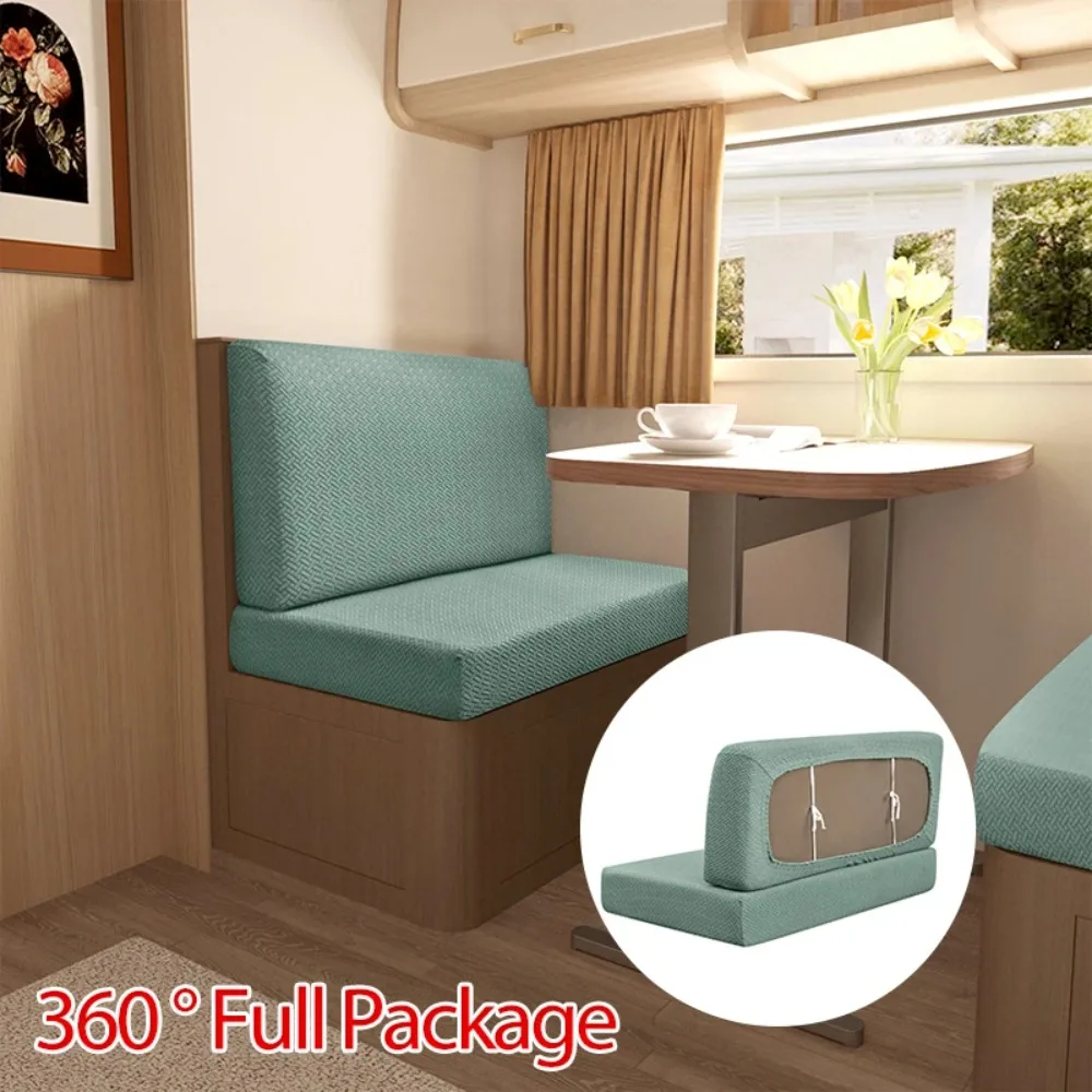 2 Pack Jacquard Stretch RV Dinette Cushion Covers Waterproof Nonslip Wear Resistant Camping Caravan Seat Protector