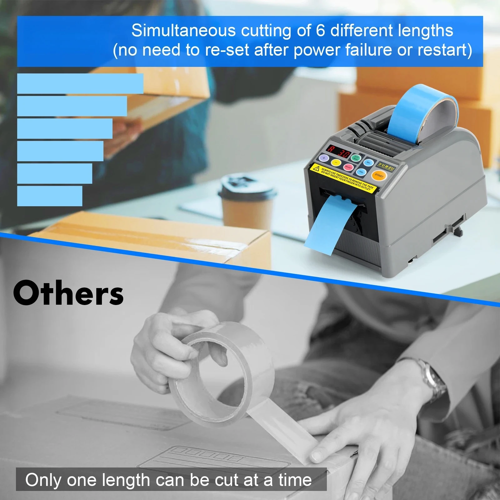 ZC-UT-9 Automatic  Tape Dispenser 6-60mm Width Range Adhesive Tape Cutting Packaging Machine for Factory Packaging