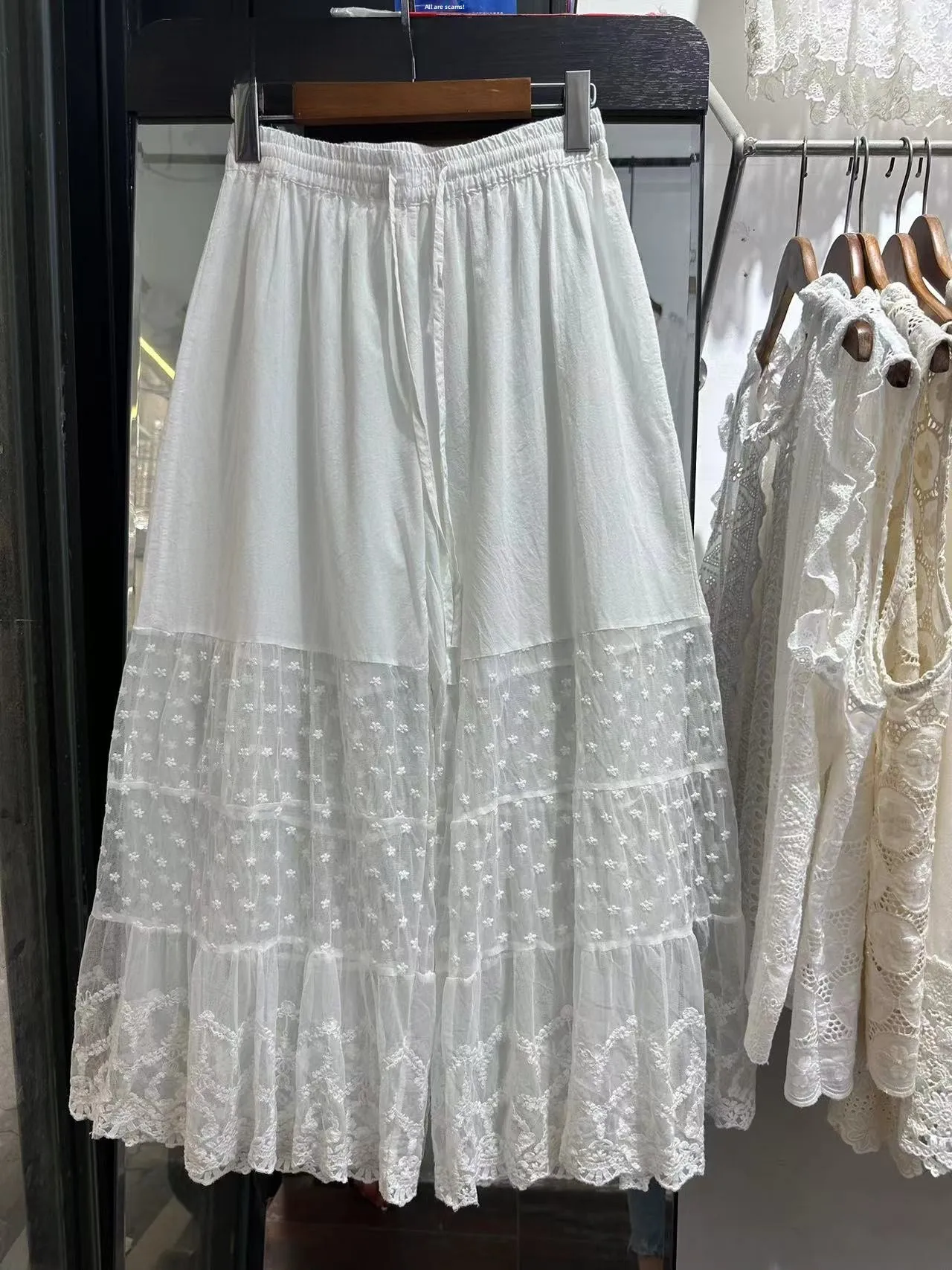 Summer Thin Layer Pure Cotton Lace Trim Single Layer Briefs Loose Inner Wear Wide Leg Pants Underwear Eighteen Pants