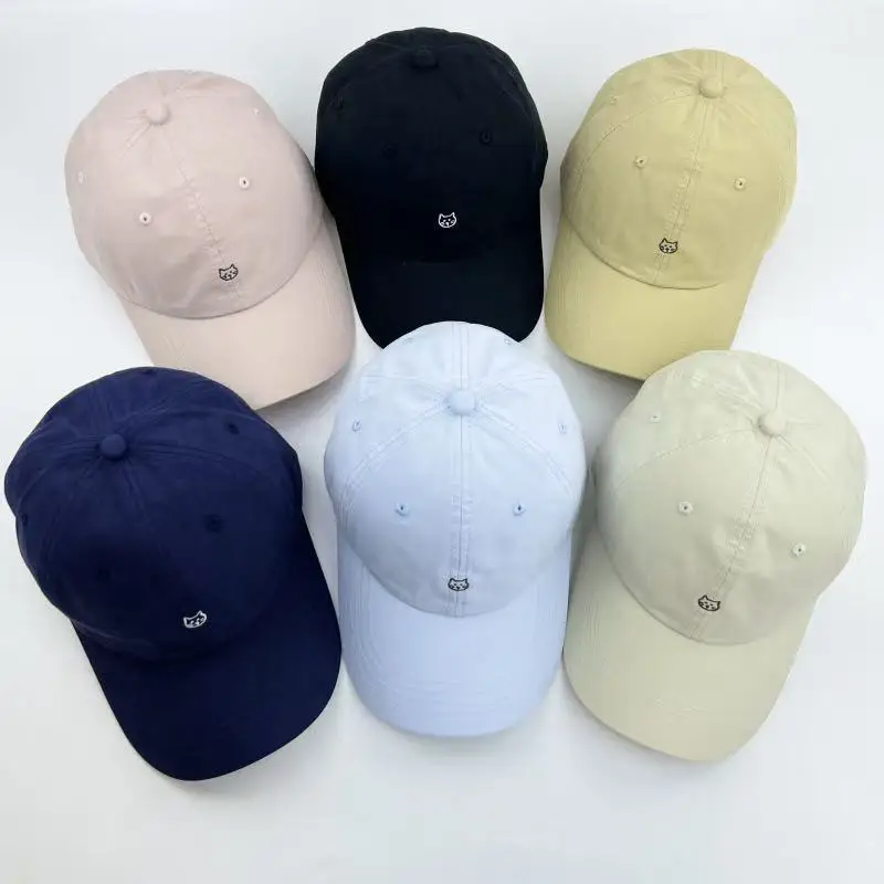 القط المطرزة قبعة بيسبول النساء السفر في الهواء الطلق قبعة تنوعا لينة بلغت ذروتها قبعة الرجعية الأزرق الداكن العصرية الرجال قبعة بيسبول #6