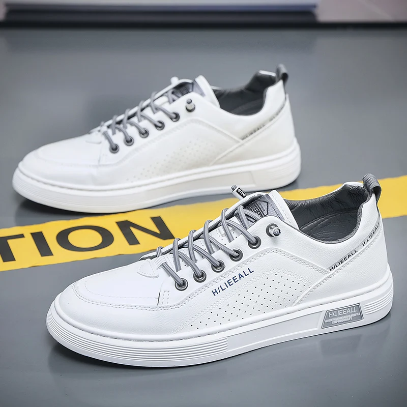 All Match Men Low Top Sneakers Soft Insole Lightweight Outdoor Walking Footwear Simple Solid Color Daily Casual Shoes