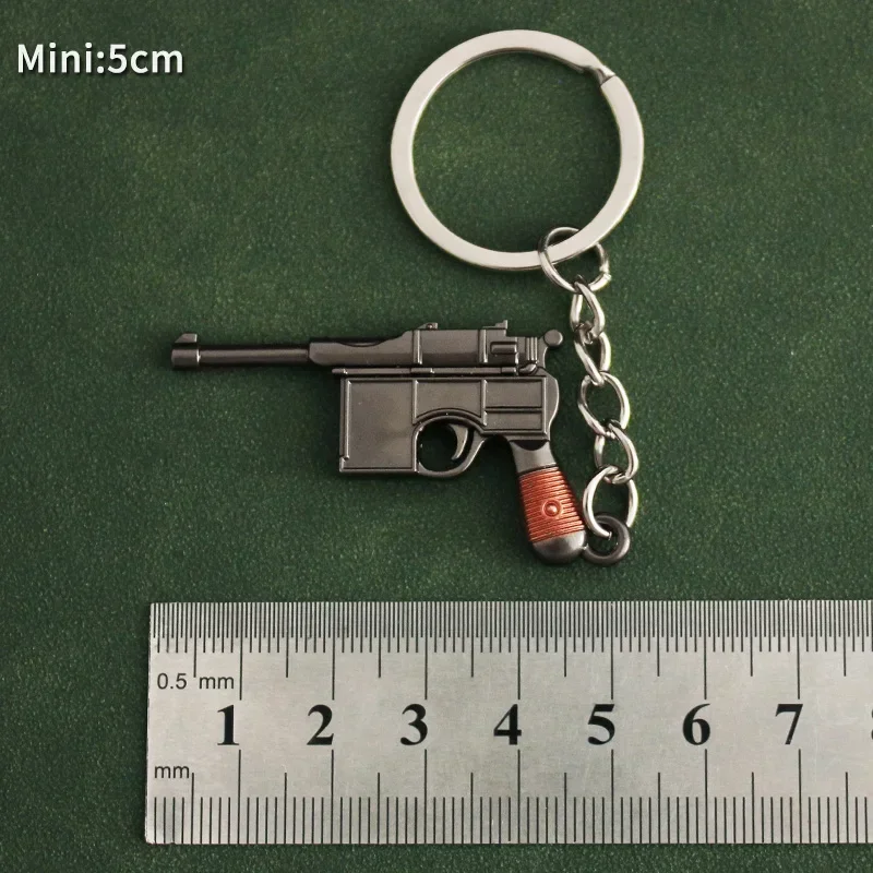 5cm PUBG5CM Mini Pistol M4A4 Weapon Model CS GO M762 M1896 P911 Metal Keychain Alloy Keychain Fan collection static display