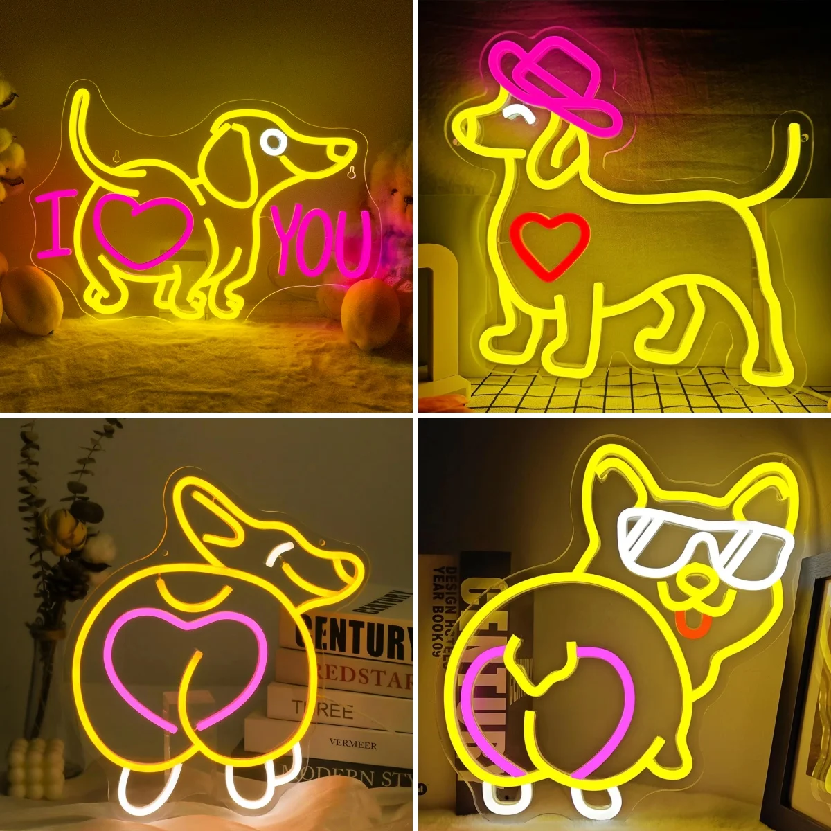 

I Love You Neon Led Sign Dachshund Shaped Cute Signs Room Decoration For Bedroom Bar Party Club Wedding Valentine's Day USB Lamp