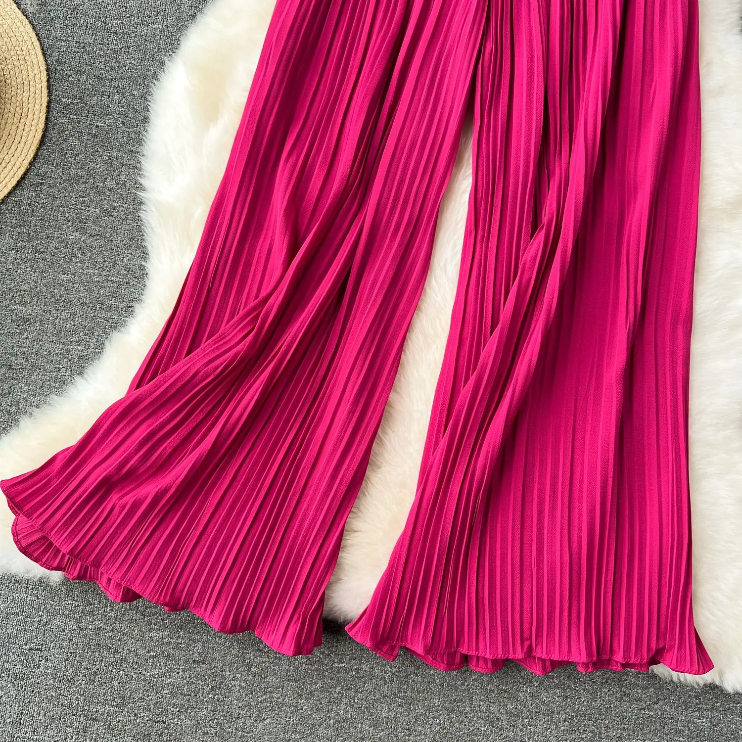 Women Long Pants Wide Leg Pant Solid Loose Y2k Casual Lace Up Tight High Waist Capris Regular Pleated Trousers Summer 2026