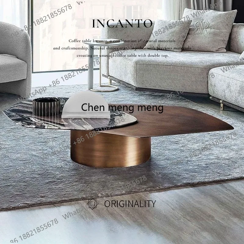 

Роскошный мраморный вращающийся журнальный столик для гостиной, креативный дизайнерский высококачественный комбинированный журнальный столик