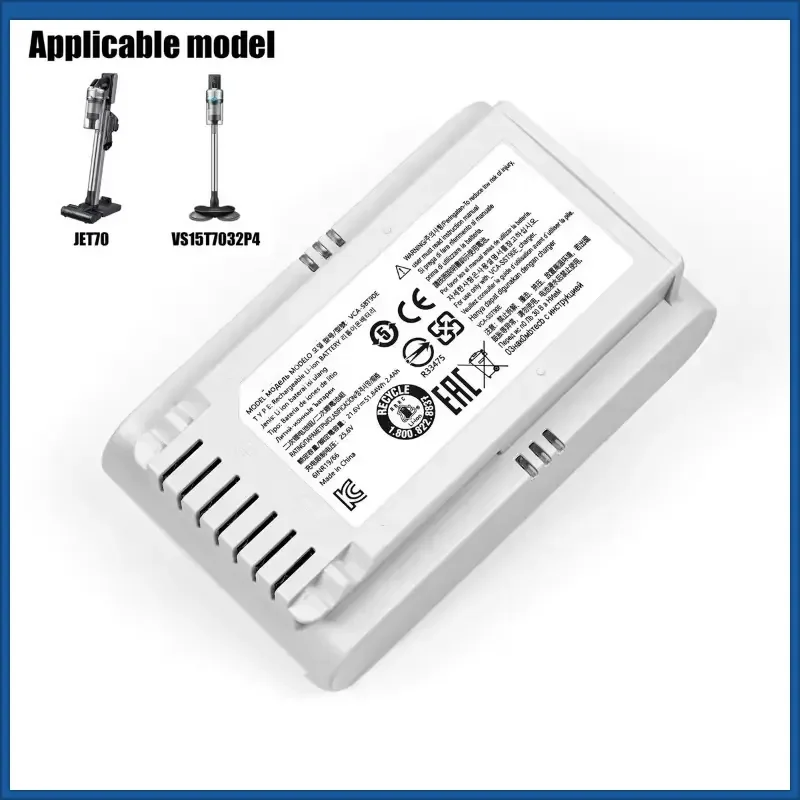 In Stock New VCA-SBT90E 21.6V 3400mAh Rechargeable Battery for Samsung JET70 VS15T7032P4 Vacuum Cleaner Battery Large