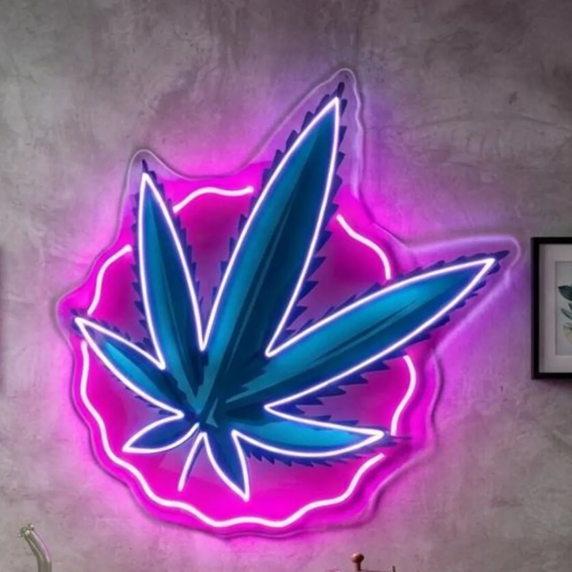 Leaf Art LED Neon Sign,Pop Art Room Wall Decor,Modern Home Bar Wall Art,Game Room/Man Cave Sign,Custom Neon Sign