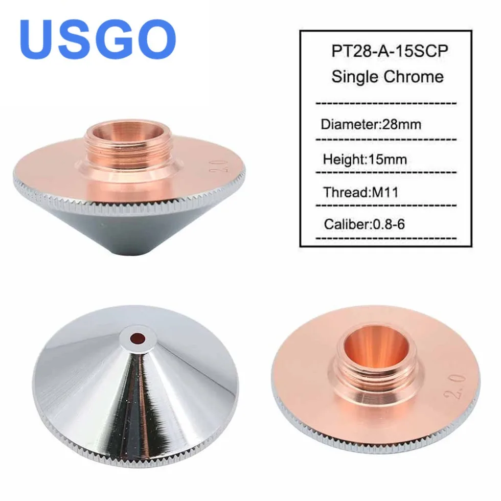 

USGO Laser Nozzle Single Double Layer Dia.28mm Caliber 0.8 - 6.0 P0591-571-0001 for Precitec WSX FIBER Laser Cutting Head