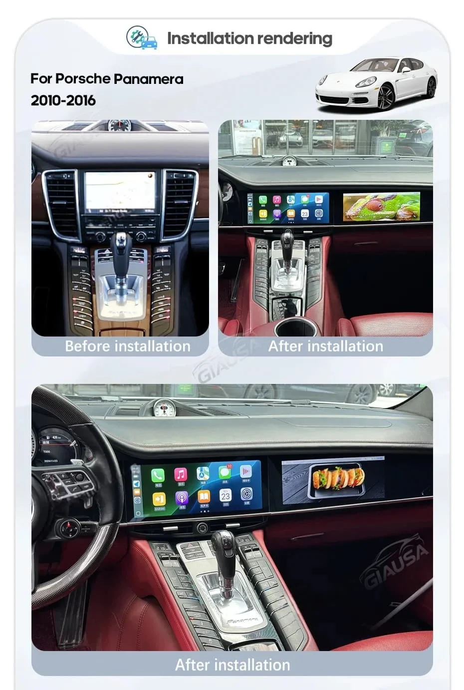 For Porsche Panamera 970 2010-2016 12.3 Inch+11.4 Inch Dual Screen Upgraded Interactive Android Multimedia Video Player Carplay