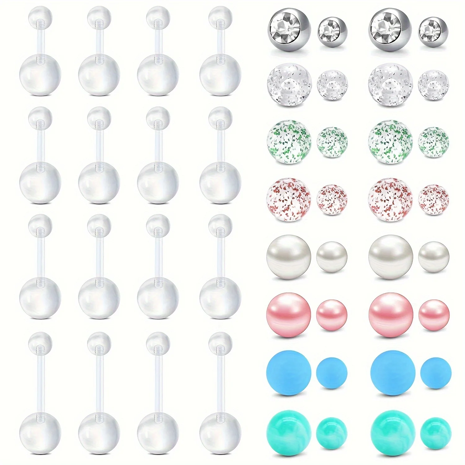 48UV Belly Button Rings Long Bar Navel Rings For Maternity Sport Pregnant Women Flexible Clear Belly Piercing Retainer