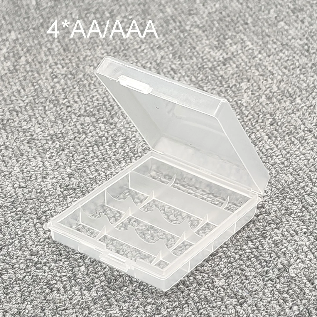 4 AA/AAA Battery Case AA Holder AA Battery Storage Box With Cover AA AAA Battery Box Container Bag Transparent