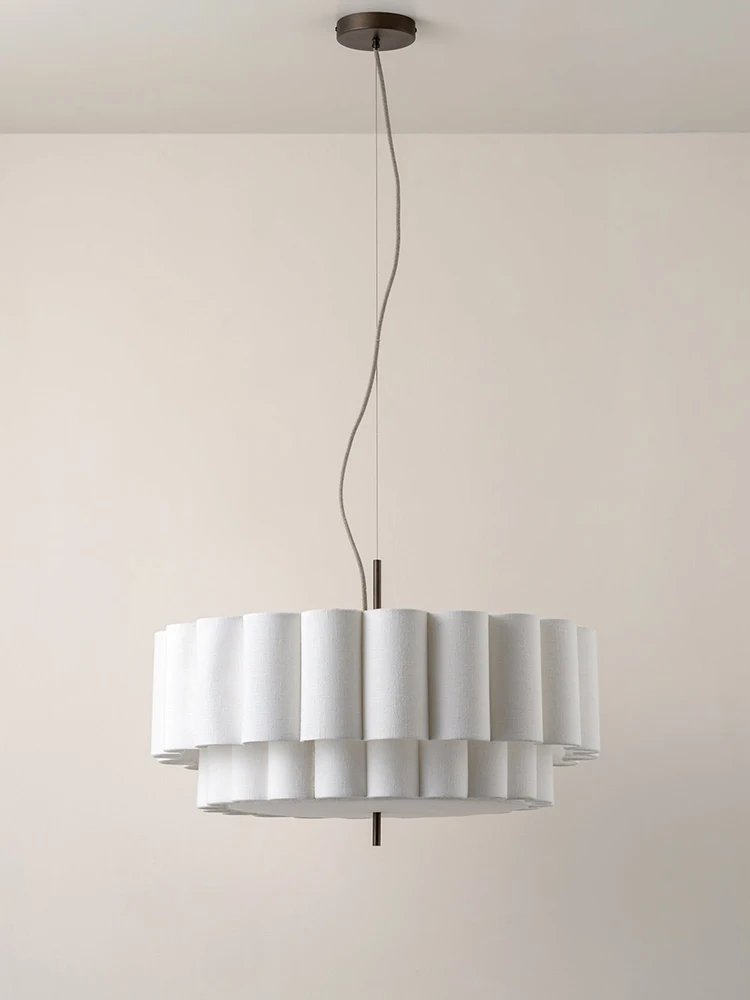 Nordic Retro Living Room Chandeliers Lighting Wabi Sabi Fabric Restaurant Pendant Lights French Medieval Bedroom Hanging Lamps