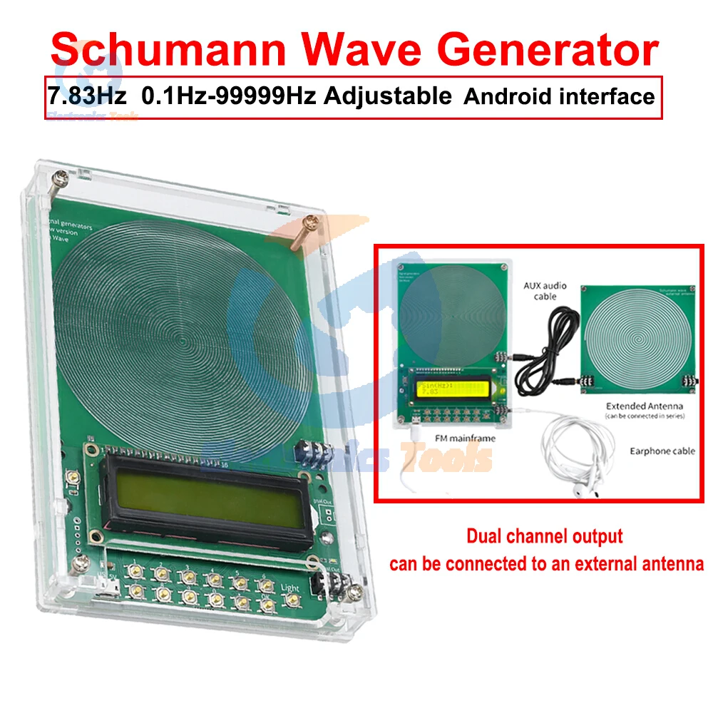 

7.83Hz Frequency Schumann Wave Generator DC 5V 0.1Hz-99999Hz Sine Wave Signal Generator Audio Resonator External Antenna Board