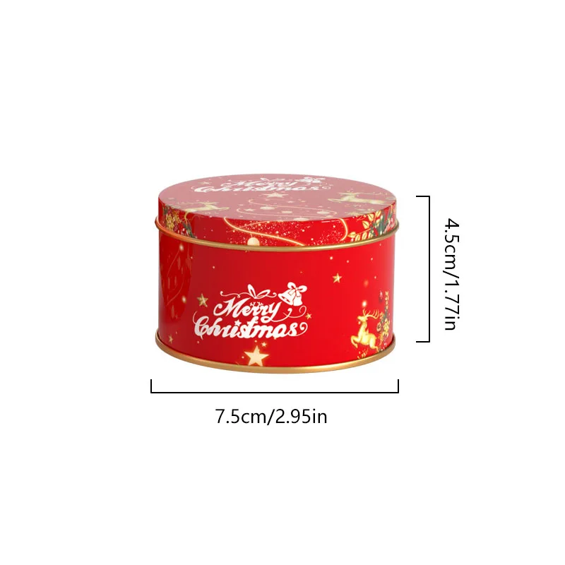 Christmas Candy Tin Round Cartoon Santa Claus Elk Letter Printed Tinplate Box Xmas Candy Chocolate Cookie Small Gift Boxes