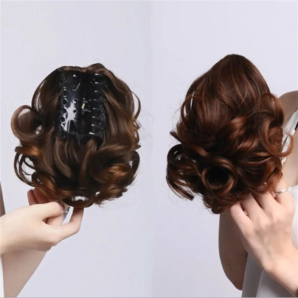 2024 Women Fashion Wigs Short Curly Hair Ponytail Wig Clip Curl Short Hair Ponytail Butterfly Clip for Short Ponytail