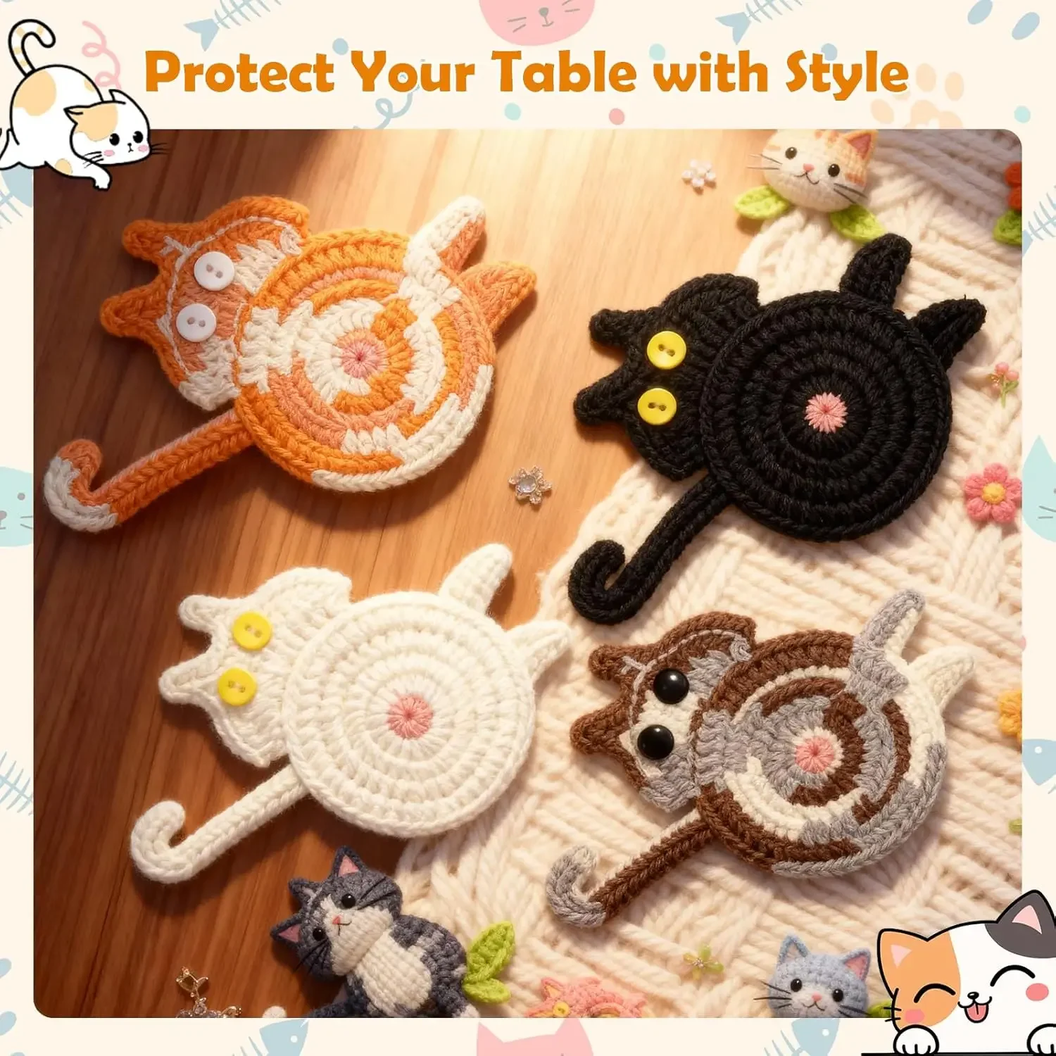 Coasters Set of 4, for Home Decor Tabletop Protection Suitable for Kinds Cups,Stocking Stuffers for Women,Mom, Christmas Gifts