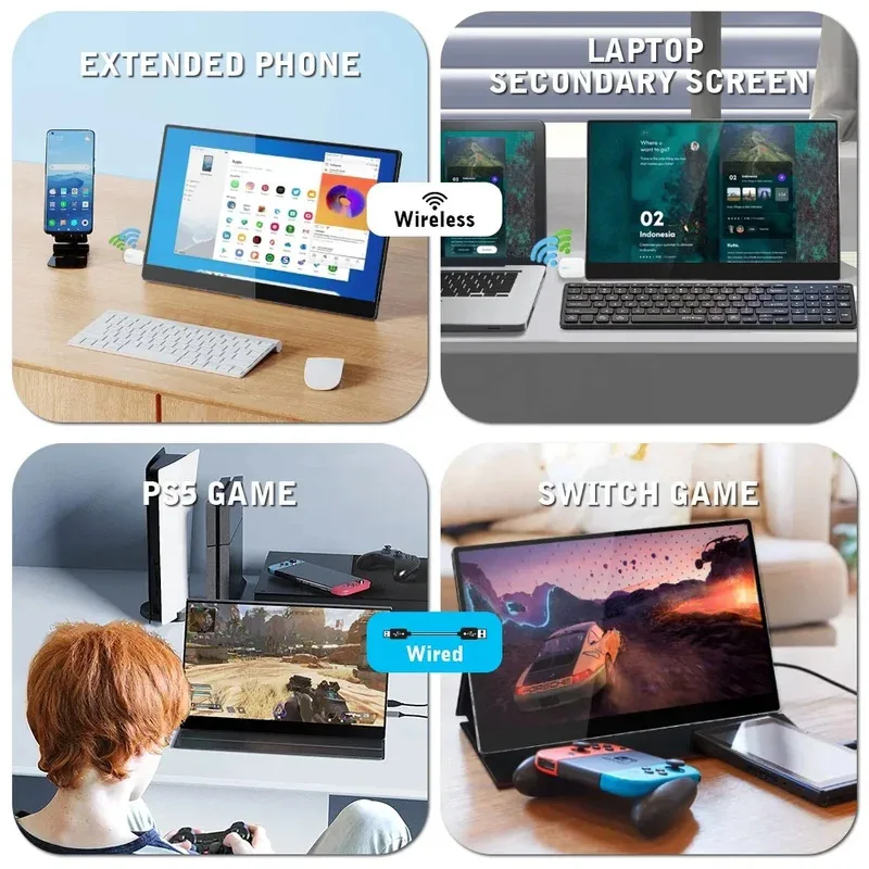 الشركة المصنعة Oem 13.3 15.6 16 17.3 بوصة شاشة محمولة FHD Type-c USB لشاشة ألعاب الكمبيوتر المحمول المحمول 1080p 4K PC شاشة LCD