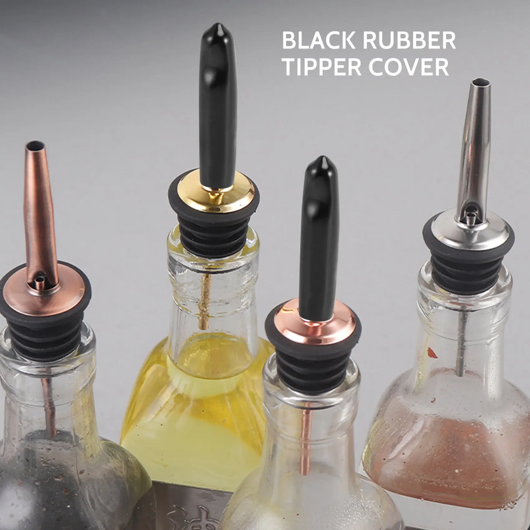 Black Rubber Pourer Cap Liquor Bottle Pourer Cover Dispenser Spout Dust Covers (48)