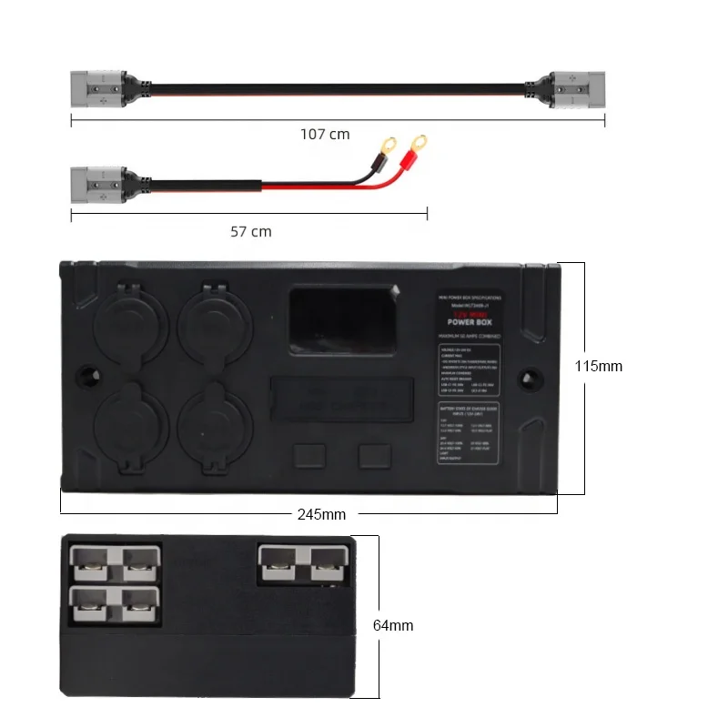 12V Anderson Mini Control Power BOX Hub with Triple USB-C & QC 3.0 Interface for Camper RVs Pickup Trucks 4WD Canopy Caravan
