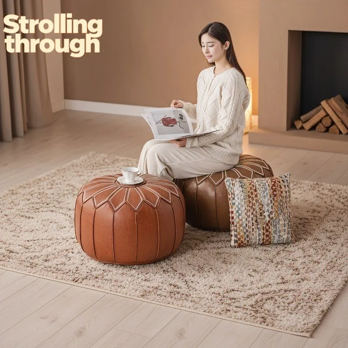 

Pumpkin embroidery storage seat cushion cover cross-legged futon living room foot pedal door shoe change stool balcony