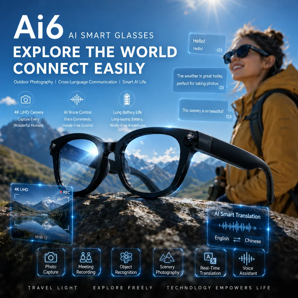 2026 AI Smart Glasses With 800MP Camera Men Video Recording AI Photo Recognition Bluetooth Call Voice Translation Sunglasses Man