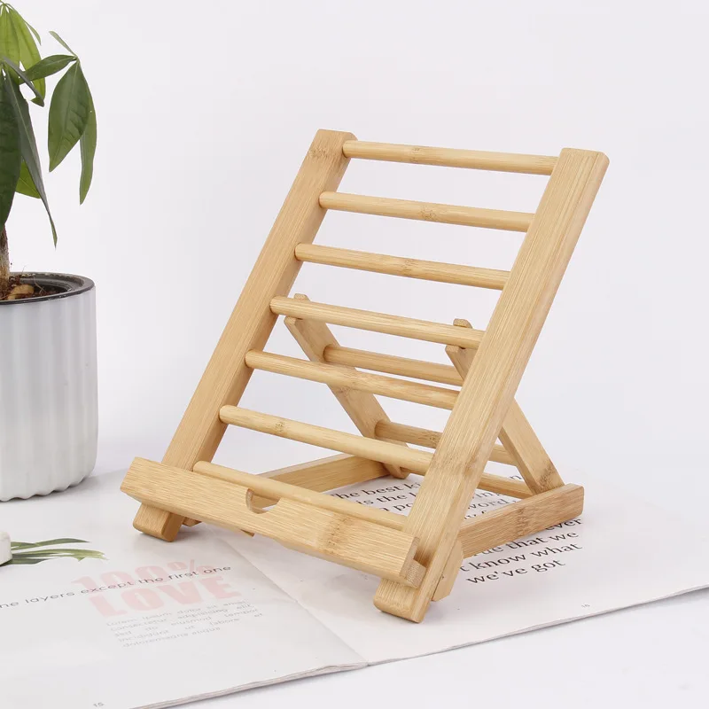 

Tablet PC Holder Universal Folding Desktop Multifunctional Watch TV Mobile Phone Stand for Ipad Portable Bracket Frame Bamboo