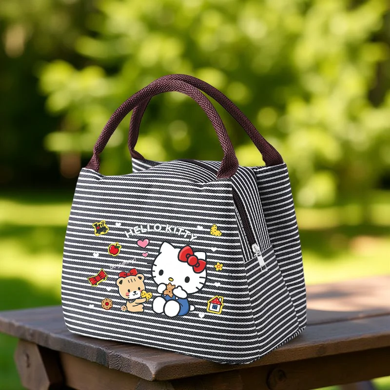 

Изолированная сумка для обеда Hello Kitty — термосумка для обеда с мультяшным принтом и ручками для школы, офиса или пикника, застежка-молния