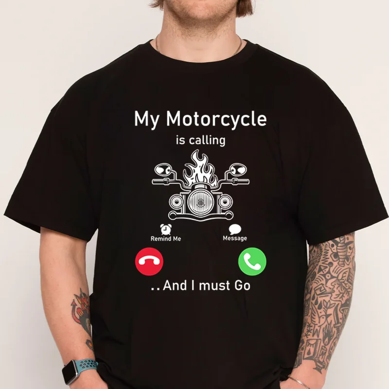 

Футболка с мотоциклом Calling Go, новая модная мужская футболка из 100% хлопка с коротким рукавом и принтом, повседневная футболка с круглым вырезом, футболки