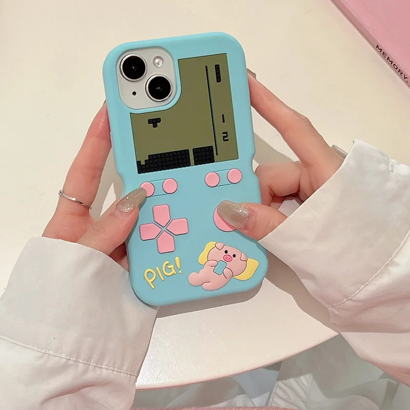 

For iPhone 16 Pro Max creativity Game machine Silicone Soft Case For iPhone 15 14 12 13 Pro Max 14Pro 15PM Cute Phone Case Kids