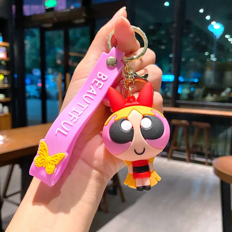 الكرتون Powerpuff الفتيات دمية سيارة الإبداعية على ظهره قلادة مفتاح سلسلة #2