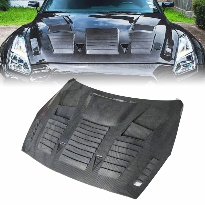 

suitable forNissan GTR R35 DBA GT3R Style Glossy Black Carbon Fiber Front Hood Raintray Underside Fitment Retrof