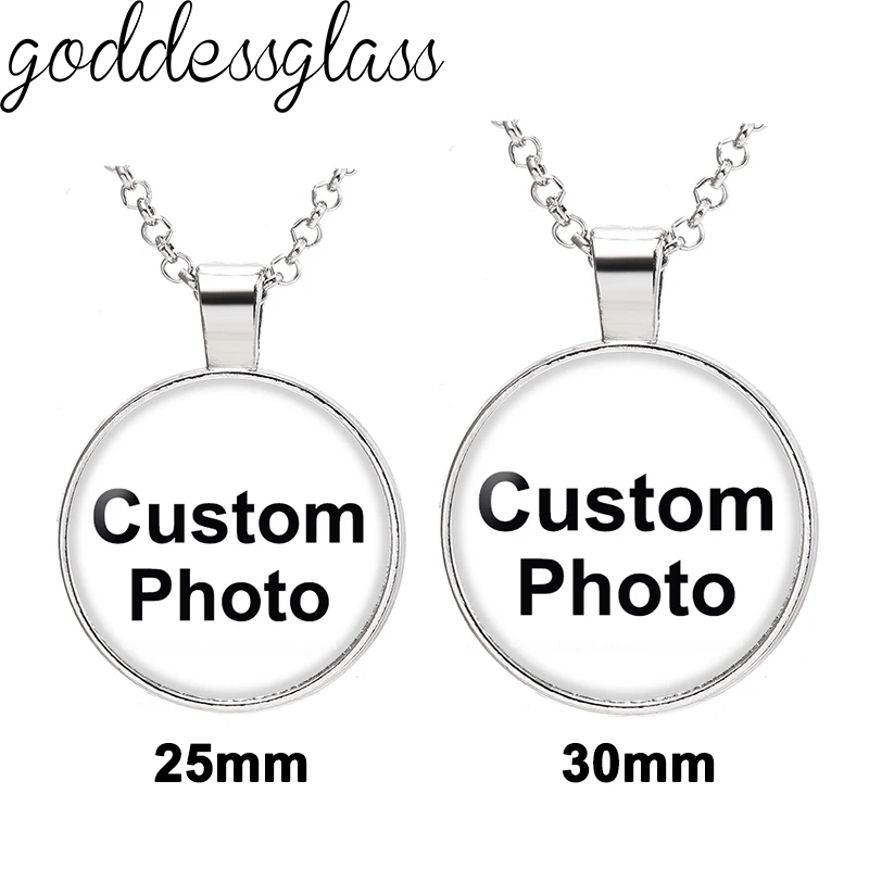 Personalized Photo Custom pictures glass cabochon Necklace Pendant 25mm/30mm Charms silver plated /Bronze Pendant DIY Jewelry