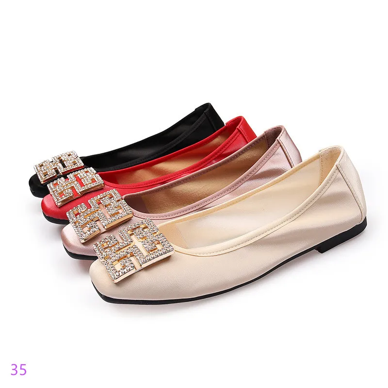 

Туфли женские кожаные без шнуровки, балетки, плоская подошва, модные красные, весна-лето 2023