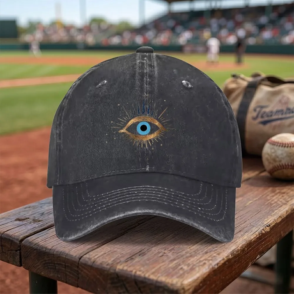 Exquisite Evil Eye Celestial Washed Baseball Cap Adjustable Buckle Design Lightweight And Breathable
